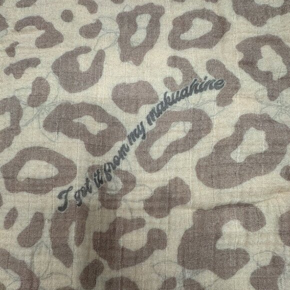 Muslin Swaddle Blanket I GOT IT FROM MY MAKUAHINE Leopard Plumeria Print 43 x 44 - Picture 2 of 4